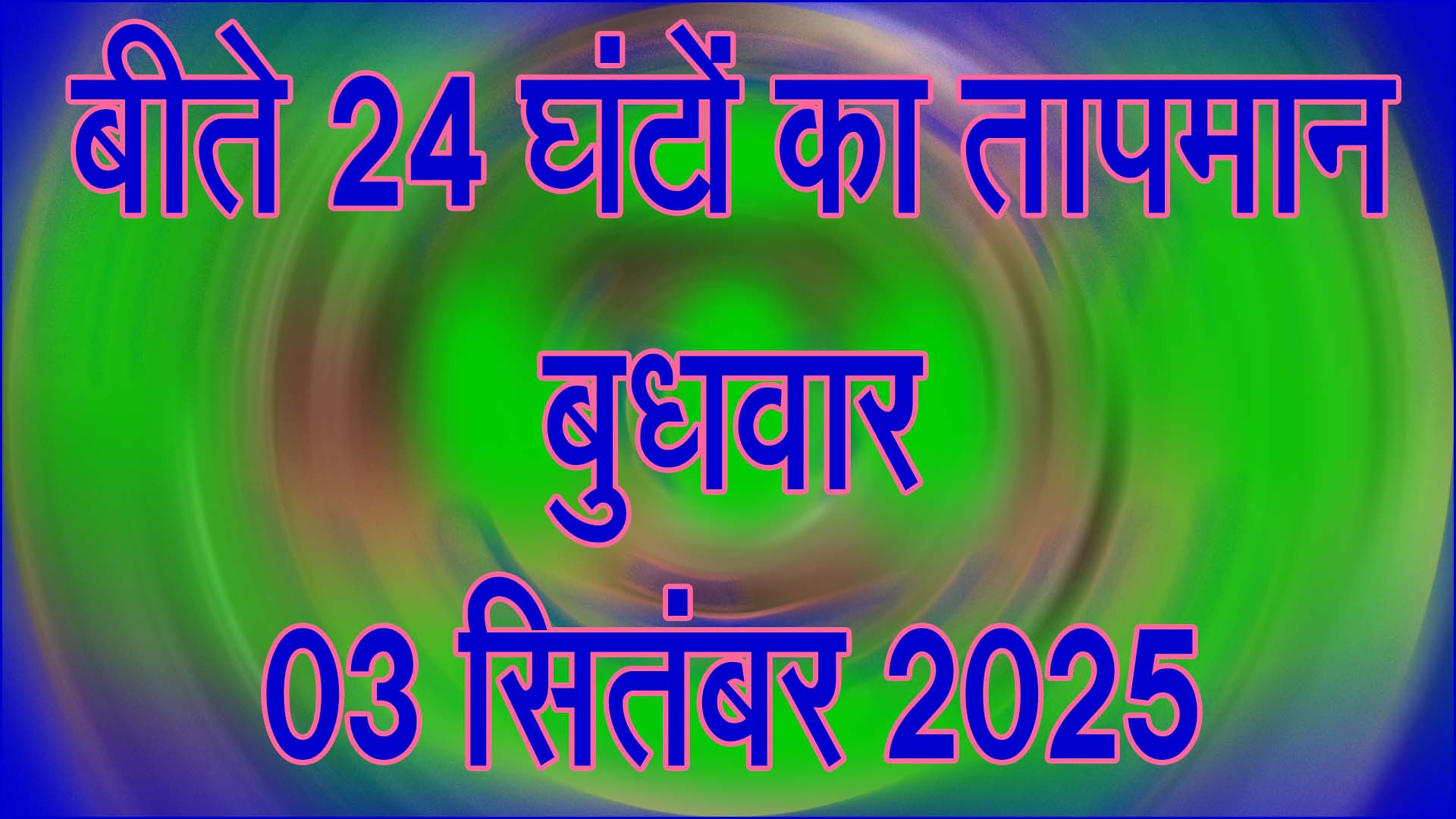 तापमान, बुधवार 03 सितंबर 2025