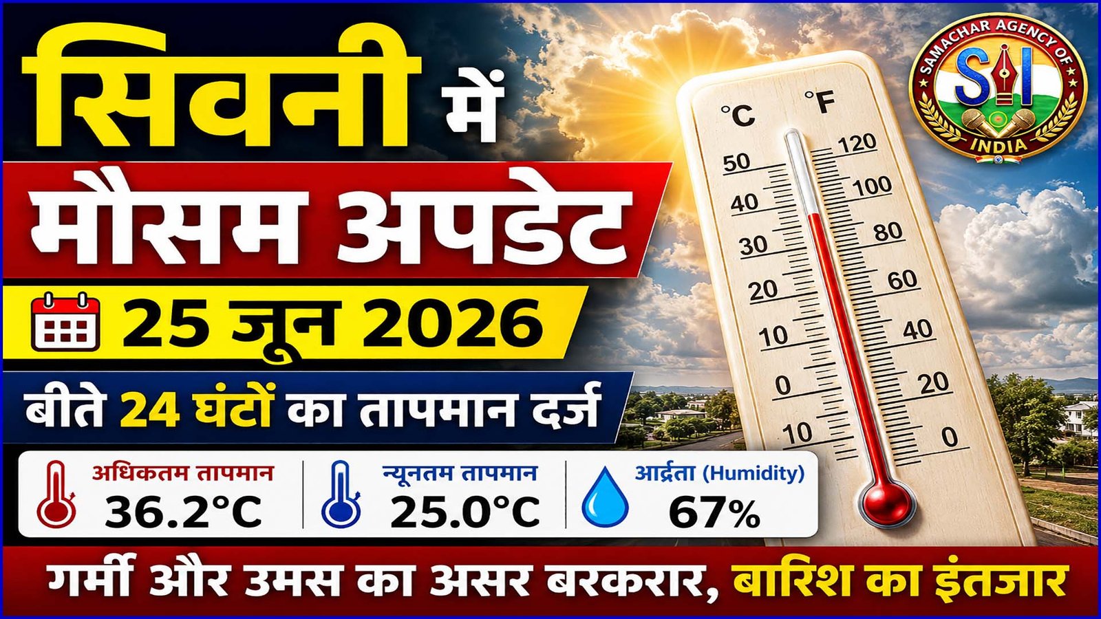 गर्मी और उमस से राहत नहीं, जानिए 25 जून 2026 का बीते 24 घंटों का तापमान और मौसम का ताजा अपडेट